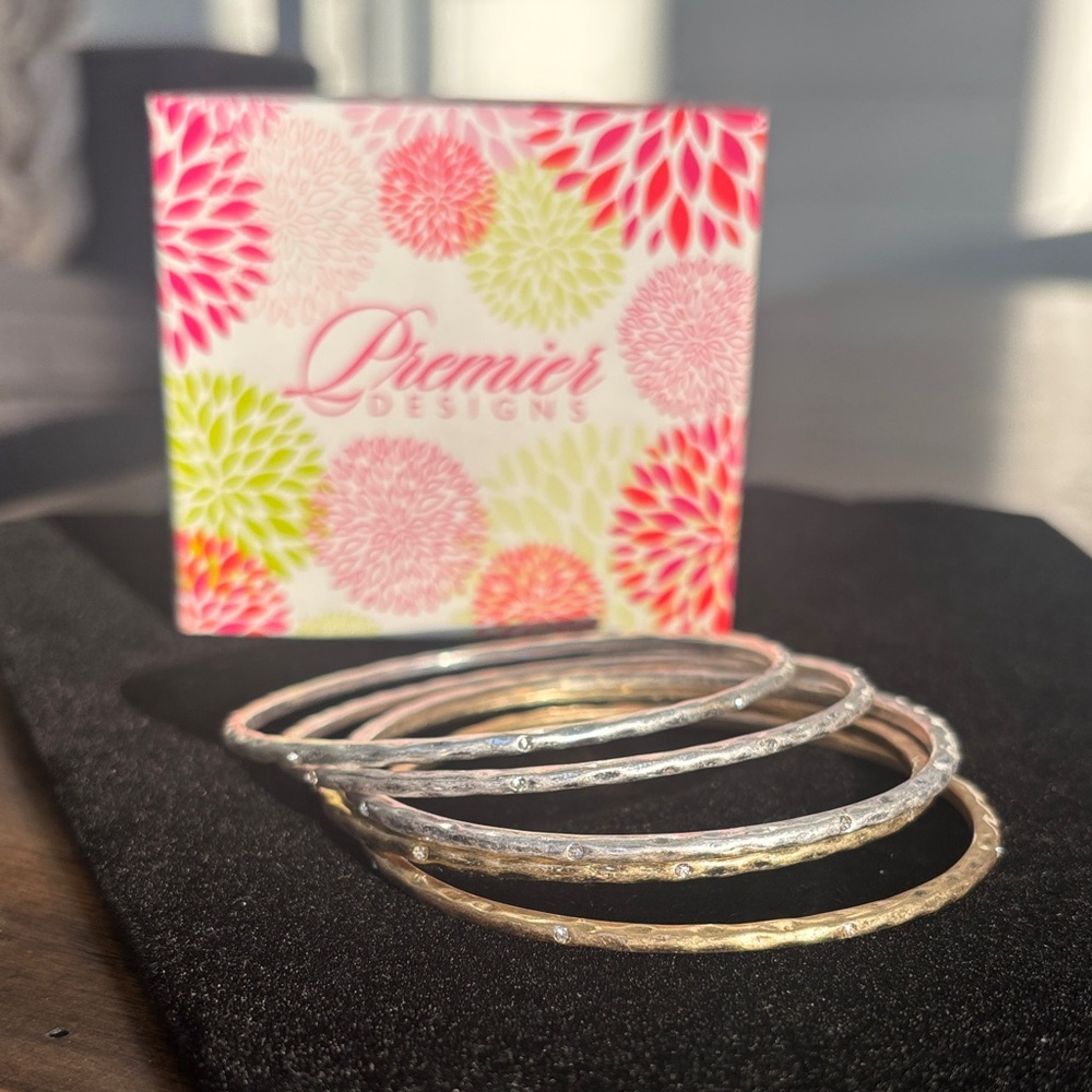 Never been worn! Premier Designs Silver and Gold Bangles